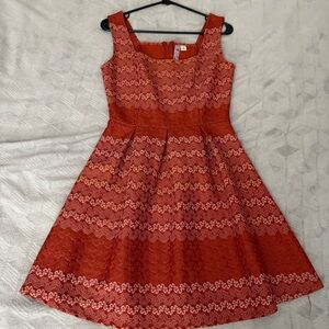 Alya Vibrant burnt orange fitted classic  retro flare dress rockabilly coquette